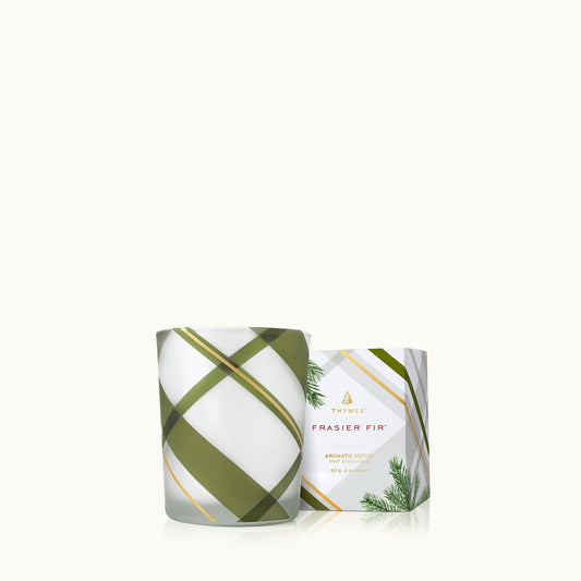 Frasier Fir® Frosted Plaid Votive Candle
